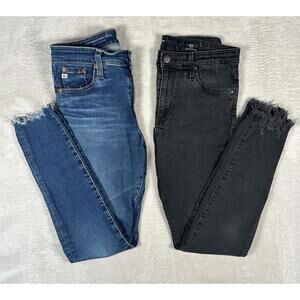 Lot 2 AG Adriano Goldschmied Jeans Women  27R The Farrah Skinny Ankle Black Blue